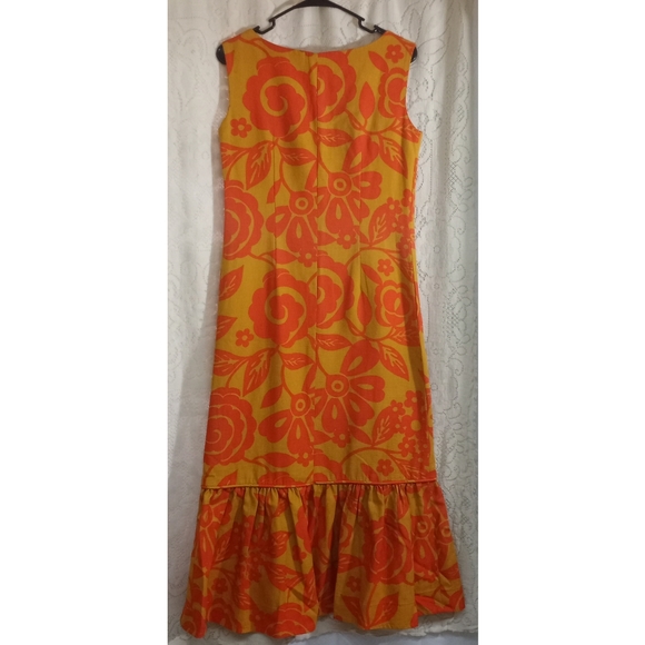 Vintage 1960s Home Sewn Aloha Hawaiian Sleeveless Maxi Dress Muumuu Floral - Picture 3 of 12